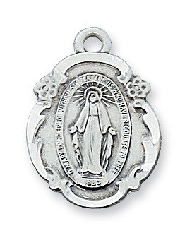Sterling Silver Miraculous with 18" Chain