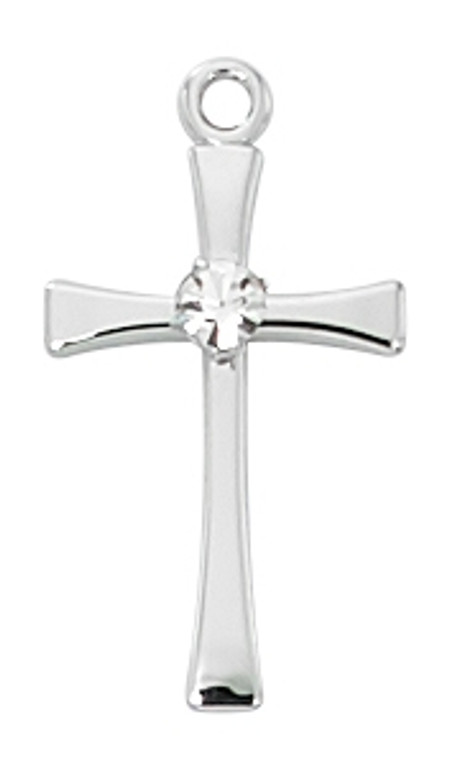 Sterling Silver Cross with Crystal L9208