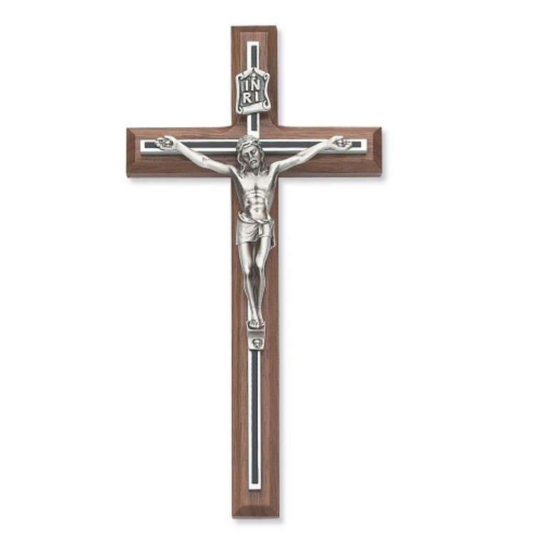 8" Walnut Crucifix with Black Overlay 80-64