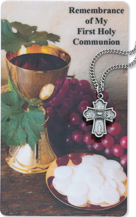 First Communion 4-Way Pendant & Prayer Card Set  PSD573