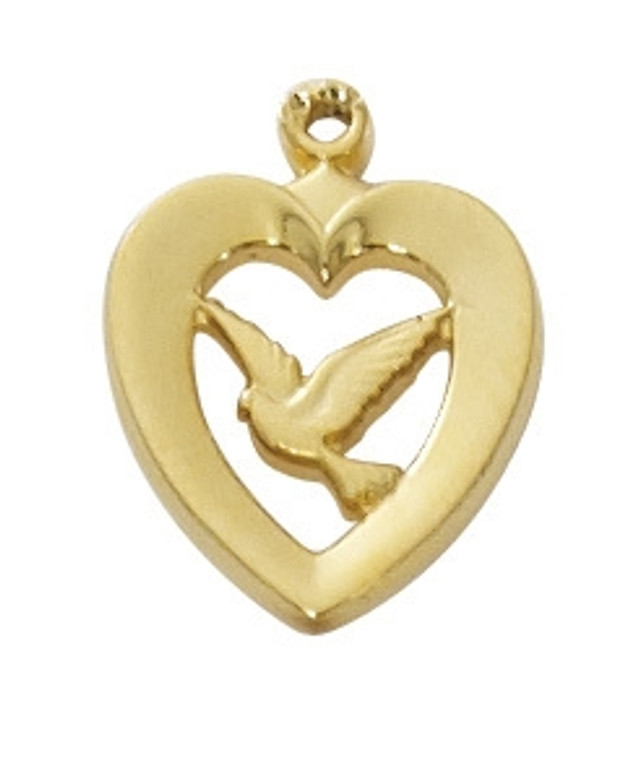 GOLD OVER STERLING SILVER DOVE HEART J638