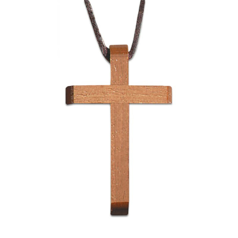 Wood Cross on Leather Cord 12143