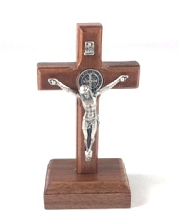 3.25" Standing Silver Saint Benedict Crucifix W979