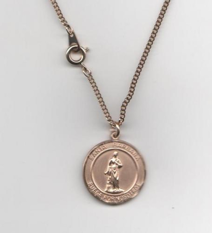 Santa Barbara - Medalla Mediana de Oro, 3/4" Forma Redonda