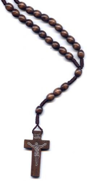 Wood Bead Cord Rosary RC615