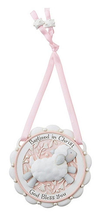 Pink Baptism Crib Medal D3078