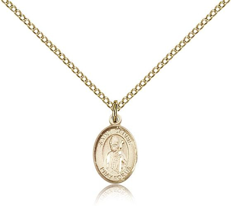 Gold Filled St. Dennis Pendant, Gold Filled Lite Curb Chain, Small Size Catholic Medal, 1/2" x 1/4"