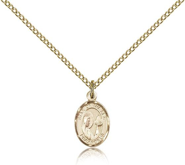 Gold Filled Our Lady Star of the Sea Pendant, Gold Filled Lite Curb Chain, Small Size Catholic Medal, 1/2" x 1/4"