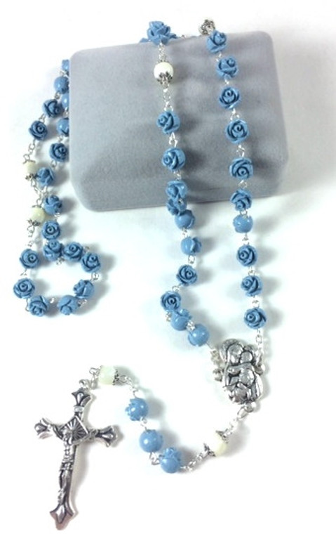 Blue Rosebud Rose Petal Rosary 95013303