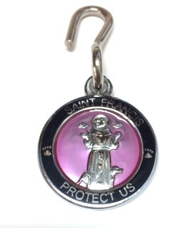 Saint Francis Black/Pink Enamel Pet Medal