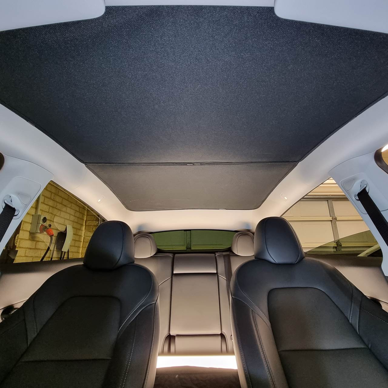 Tesla Model Y Sunroof shades. Split in 2 sections, reflective silver