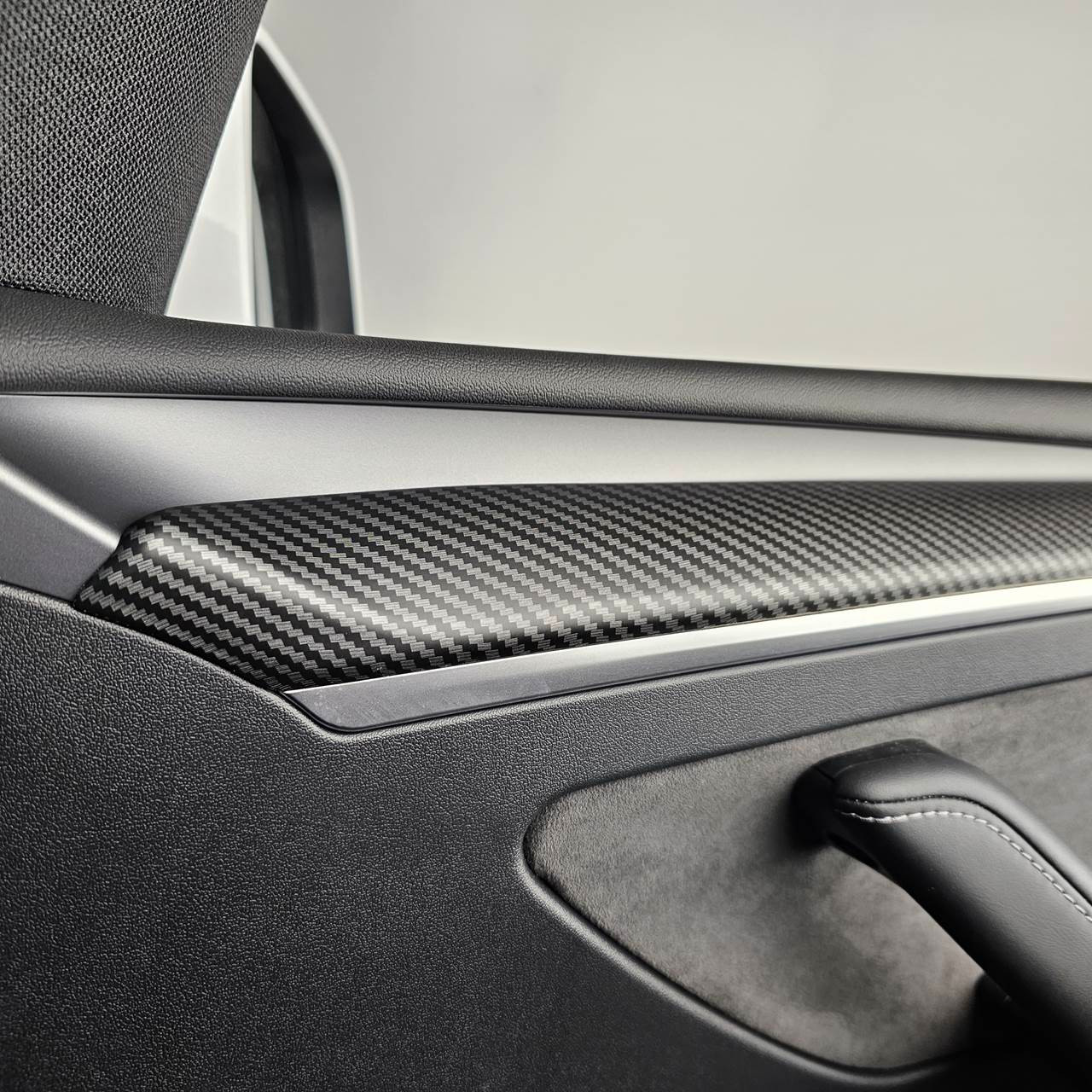 Carbon fibre look door panel covers for Tesla Model Y & 3