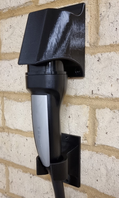 EV Type 2 charger plug hanger flush with wall vertical