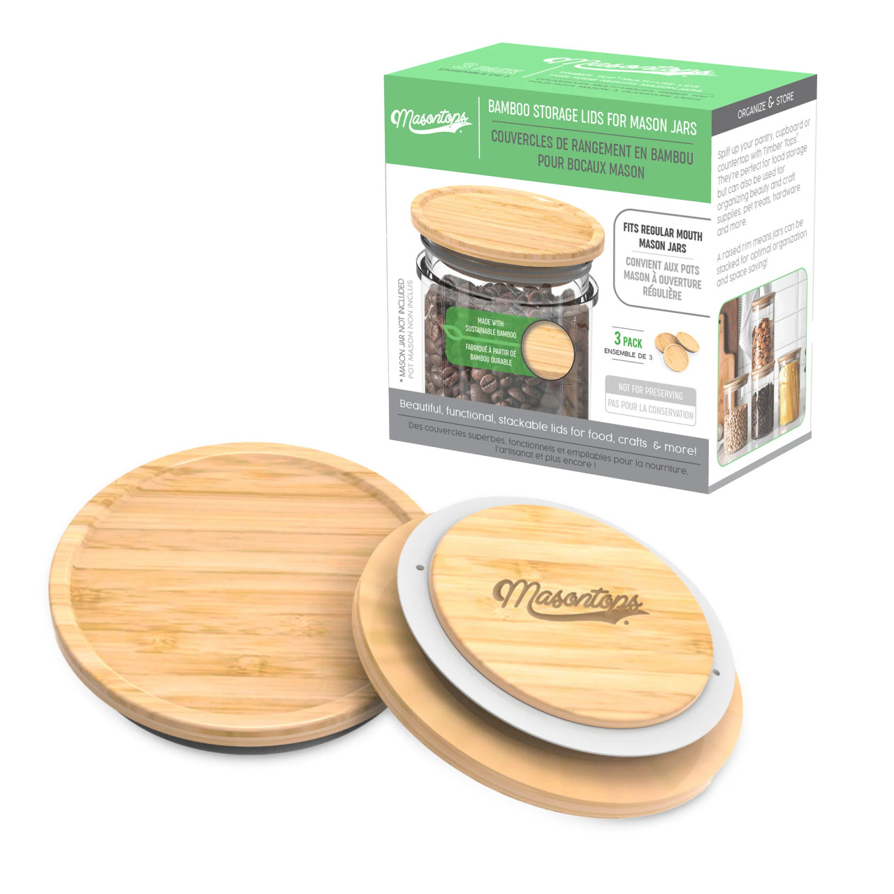 BESTonZON 12-Pack Bamboo Mug Lids - Wooden Cup Covers For Mason Jars & Tea Cups