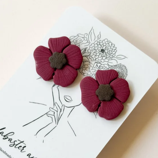 Alabaster and Ivy Earrings (Wildflower Studs) - Our Footprints Eco