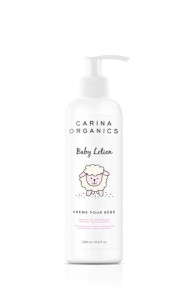 Nothing is softer than a little lamb ... except for a Carina baby! Formulated specifically for a baby’s sensitive skin.  This lotion contains certified organic plant, vegetable and fruit extracts.  It is an unscented nutrient rich formulation designed to restore moisture to the skin, combat bacteria using active organic ingredients, and keep your baby’s skin, soft, smooth, and free of any harmful chemical synthetics. 
Directions: Apply and lightly massage onto desired area and enjoy soft, clean, chemical free skin! 
This product is:
Synthetic Free
Hypoallergenic
Cruelty Free
Vegan
100% Biodegradable (safe in rivers, lakes and oceans)
Paraben Free
Soy Free
Gluten Free
Dye Free
RSPO Certified
Ingredients: Filtered Aqua, Cocos nucifera (coconut) oil, Cetyl Alcohol (fatty alcohol from Coconut), Olea europaea (olive) fruit oil, Cucurbita pepo (pumpkin) seed oil, Pinus elliottii (pine) extract, Pinus banksiana (pine) extract, Matricaria chamomilla (chamomile) flower extract, Urtica dioca (nettle) leaf extract, Taraxacum officinale (dandelion) leaf extract, Trifolium pratense (clover) flower extract, Acetic Acid (Apple Cider Vinegar), Magnesium Chloride (Magnesium Oil), Cyamopsis tetragonoloba (guar/cluster bean) gum. Nothing is softer than a little lamb ... except for a Carina baby! Formulated specifically for a baby’s sensitive skin.  This lotion contains certified organic plant, vegetable and fruit extracts.  It is an unscented nutrient rich formulation designed to restore moisture to the skin, combat bacteria using active organic ingredients, and keep your baby’s skin, soft, smooth, and free of any harmful chemical synthetics. 
Directions: Apply and lightly massage onto desired area and enjoy soft, clean, chemical free skin! 
This product is:
Synthetic Free
Hypoallergenic
Cruelty Free
Vegan
100% Biodegradable (safe in rivers, lakes and oceans)
Paraben Free
Soy Free
Gluten Free
Dye Free
RSPO Certified
Ingredients: Filtered Aqua, Cocos nucifera (coconut) oil, Cetyl Alcohol (fatty alcohol from Coconut), Olea europaea (olive) fruit oil, Cucurbita pepo (pumpkin) seed oil, Pinus elliottii (pine) extract, Pinus banksiana (pine) extract, Matricaria chamomilla (chamomile) flower extract, Urtica dioca (nettle) leaf extract, Taraxacum officinale (dandelion) leaf extract, Trifolium pratense (clover) flower extract, Acetic Acid (Apple Cider Vinegar), Magnesium Chloride (Magnesium Oil), Cyamopsis tetragonoloba (guar/cluster bean) gum.