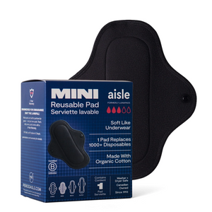 Aisle washable menstrual pads are made in Canada and lab tested to be 8x more absorbent than the average disposable pad. Aisle washable menstrual pads are made in Canada and lab tested to be 8x more absorbent than the average disposable pad.