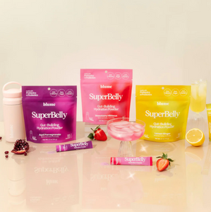 Gut health and hydration are interconnected and foundational to feeling your best. SuperBelly combines our love of superfoods with prebiotics (from inulin), trace minerals, fermented apple cider vinegar, and clinically studied probiotics that contribute to a healthy gut flora. Gut health and hydration are interconnected and foundational to feeling your best. SuperBelly combines our love of superfoods with prebiotics (from inulin), trace minerals, fermented apple cider vinegar, and clinically studied probiotics that contribute to a healthy gut flora.