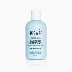 Our best selling cleaner is now available in an ultra-concentrated formula! This bottle of concentrate fills your 500ml bottle EIGHT times, creating over 4L of Bergamot and Mint All Purpose cleaner. Our best selling cleaner is now available in an ultra-concentrated formula! This bottle of concentrate fills your 500ml bottle EIGHT times, creating over 4L of Bergamot and Mint All Purpose cleaner.