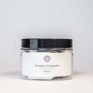 When is a shower like a spa day? Any time you add one of these Balance shower steamers! Packed with essential oils of lavender, lemon, lime, geranium and patchouli, this peaceful, meditative shower steamer will fizz away as you wash, scrub and rinse, releasing the aromas into the steam as it does. There’s no easier way to create a relaxing aromatherapy experience during your daily shower.