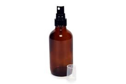 Spray bottle with misting pump. 

Available in Amber 2 or 4 oz and Blue glass in 4oz.
