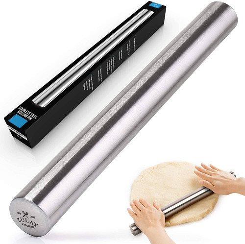 Solid, Elegant and Easy To Roll: You will love our classic, French stainless-steel pin because it provides precise control and stays cool during use. The highly polished, nonstick surface is great for all types of dough, while the smooth cylinder makes rolling with the palm of the hand feel more smooth and easy, giving you more control and consistent thickness.