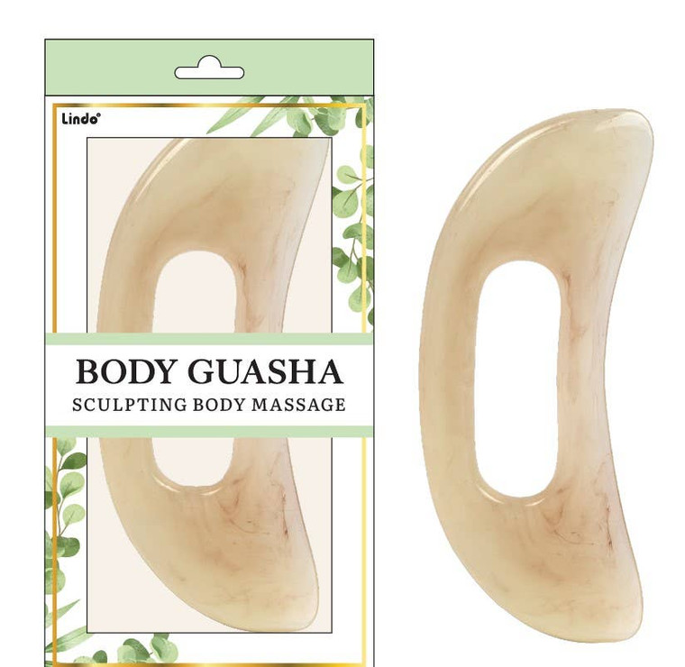 The Body Guasha is made of resin with smooth curvy design, it is perfect to be used for sculpting massage on your body. This tool will temporarily help with releasing muscular tension of the upper arms, back, hamstrings, thighs, and more. Frequent use of Body Guasha can helps moving lymphatic fluids and releases the fascia, allowing skin to function better. it's light weighted and easy to use. For best results we recommend using the guasha tool with lotion on freshly cleansed skin.