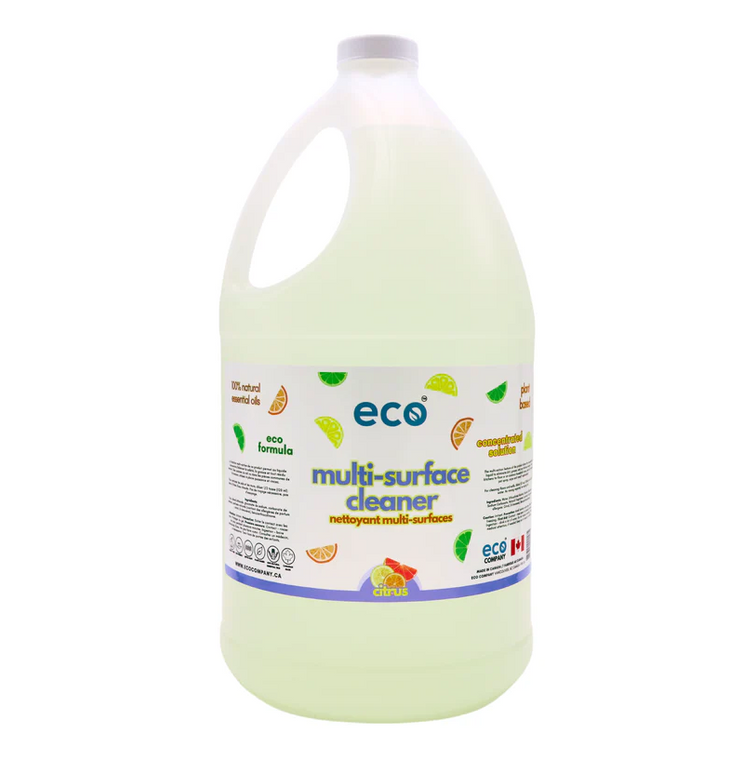 An eco-friendly multi/all purpose surface cleaner that is citrus-scented. This cleaner is tough on grease and leaves no residue.