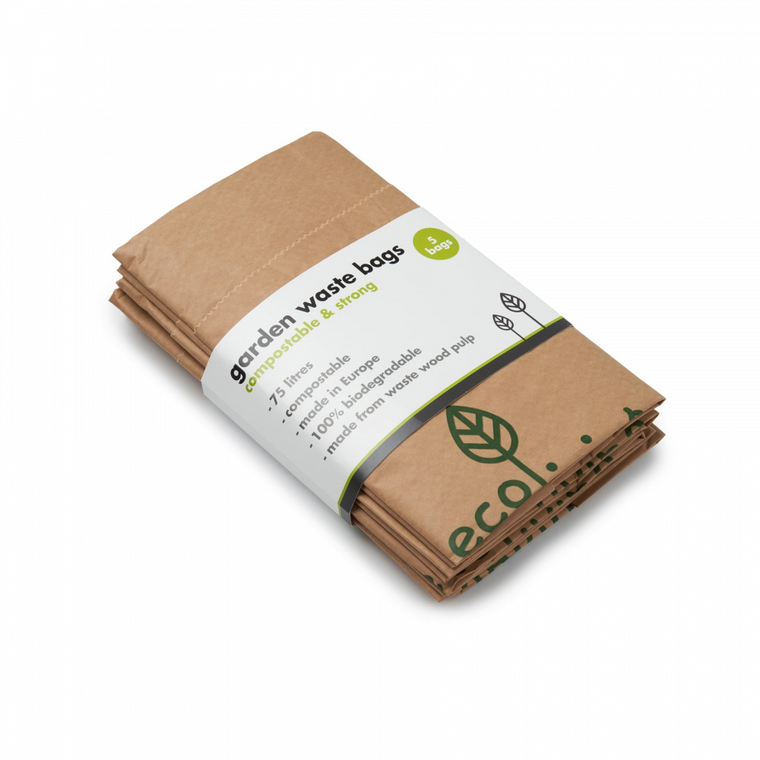 Extra strong garden waste bags. 2-ply full wet strength paper with a flat base to sit squarely on the ground. Made from 100% kraft paper, produced from the wasted pulp and trimmings from the timber industry. Four trees are planted for every tree harvested.