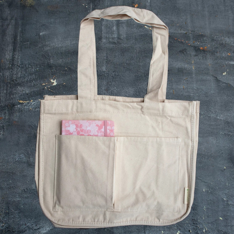 No more broken jars, eggs or smooshed bread! With side panels, pockets, and empty room, your groceries will be stored safely and securely in our organic cotton canvas tote bag.