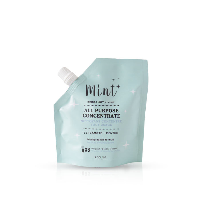 This powerful concentrate refills your 500 mL spray bottle up to eight times, making over 4L of our bestselling All Purpose Cleaner. It delivers the same effective Mint clean customers know and love, while reducing packaging waste and shipping weight. A smart, sustainable option that keeps customers stocked with one of their everyday cleaning essentials.