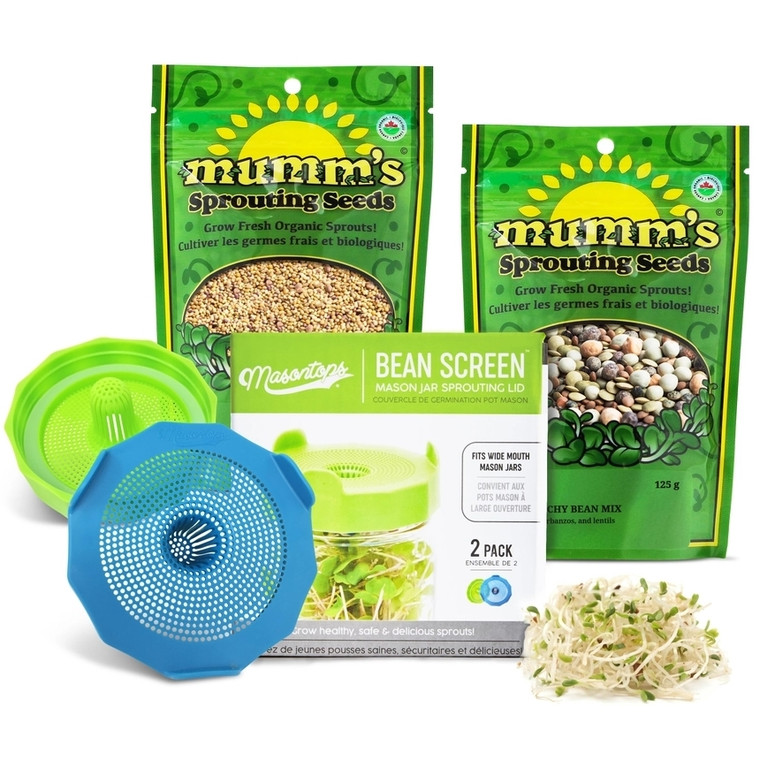 Bean screens turn wide mouth mason jars into the perfect environment for growing healthy and delicious sprouts. Grows any type of sprout and one size fits all seeds. Features an inverted spout for optimal airflow. BPA and phthalate-free, silicone gasket included.