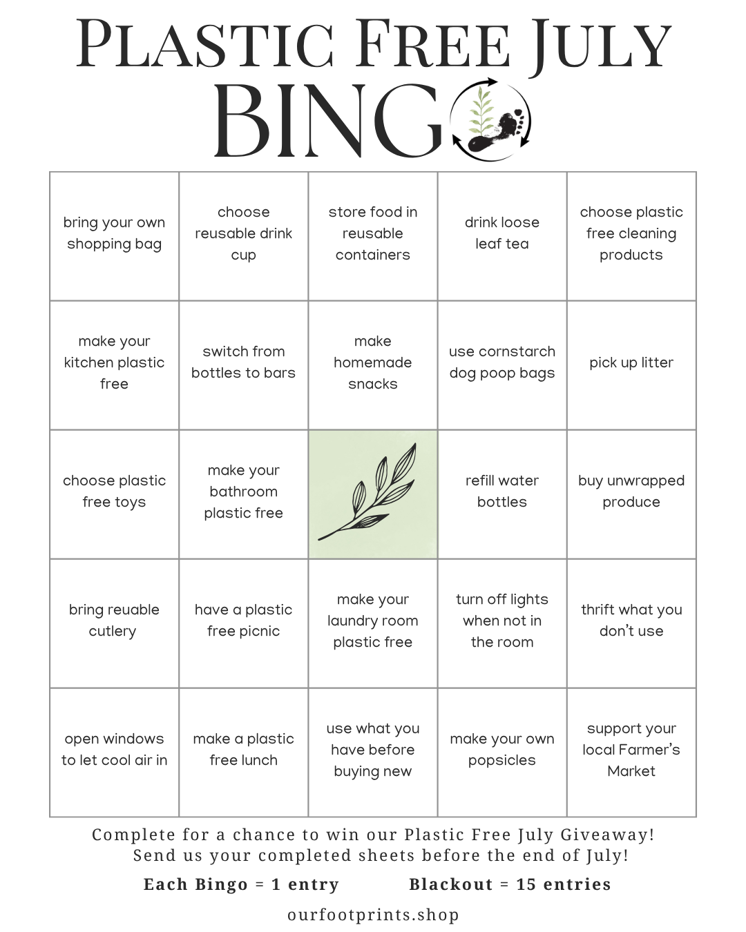 PFJ Bingo Sheet