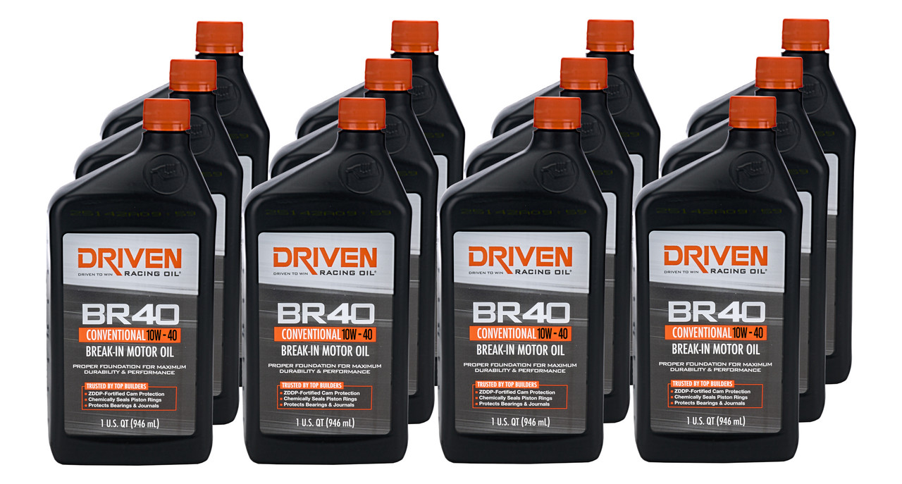Driven Racing Oil 03706-12 Motor Oil, BR40 Break-In, High Zinc, 10W40 ...