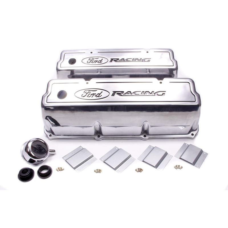 Ford M-6582-Z351 SBF Valve Covers, Aluminum, Polished, Tall
