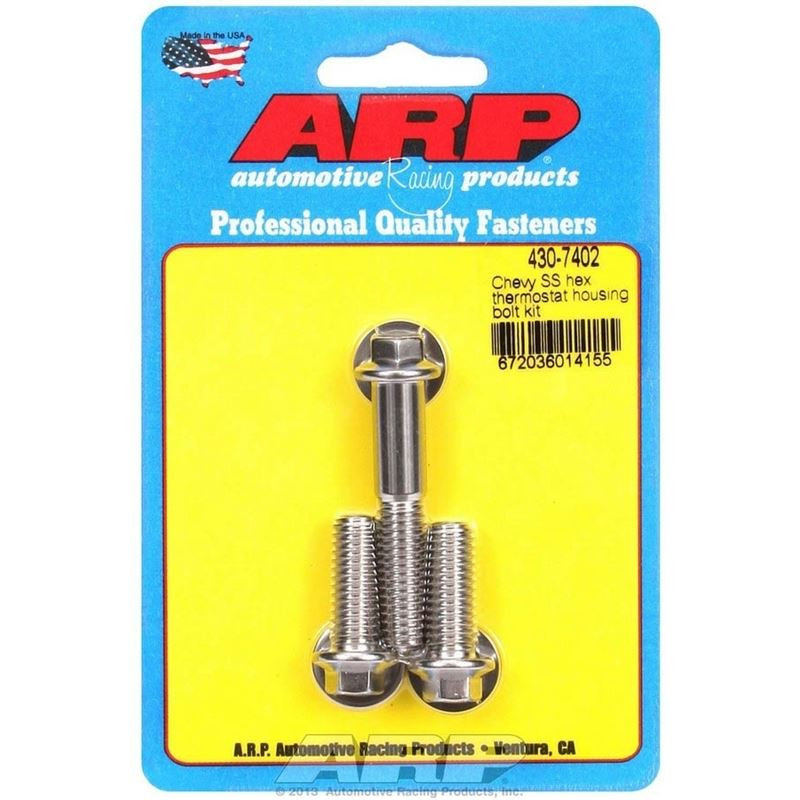 ARP 4307402 BBC Thermostat Housing Bolts, Hex, 3/8 in. Male Thread