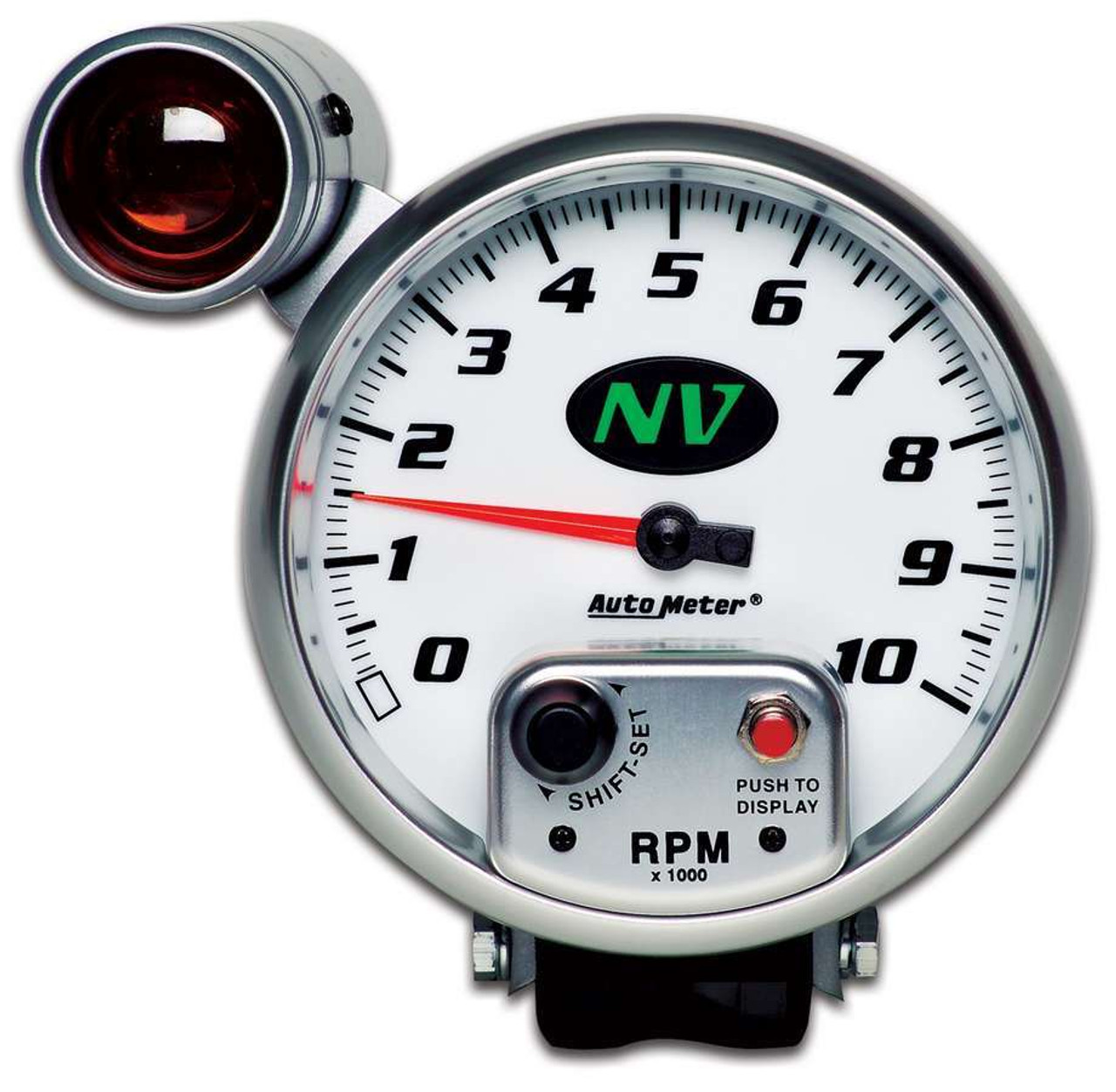 Autometer 7499 Tachometer, NV, 10000 RPM, Electric, Analog, in Diameter, Pedestal  Mount, Shift Light, White
