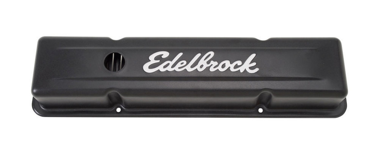 Edelbrock 4443 Valve Cover, Signature Series, Short, Baffled, Breather  Hole, Grommets, Edelbrock Logo, Steel, Black Powder