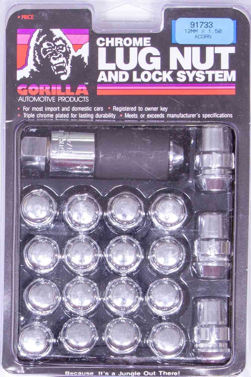 Gorilla 91743 Lug Nut and Lock System, Acorn Bulge, 14 mm x 1.50 Right Hand  Thread,