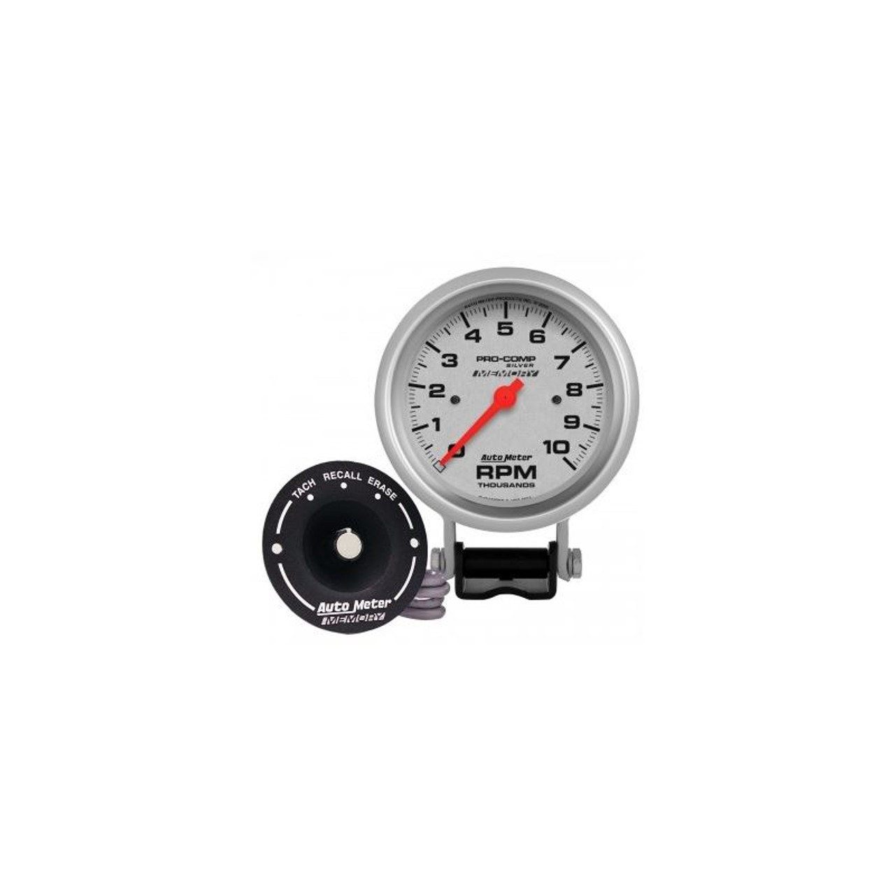 AutoMeter 6604 3-3/4 in. Pedestal Tachometer, 0-10,000 RPM, Ultra Lite,  Silver