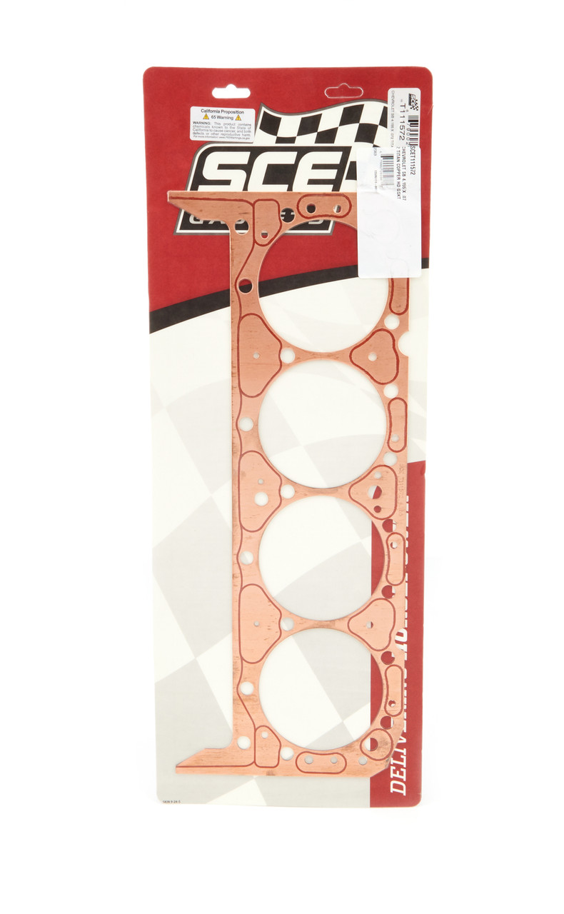 Sce Gaskets T111572 Cylinder Head Gasket, Titan, 4.155 in, 0.072 in Compression  Thickness, Copper, Small Block