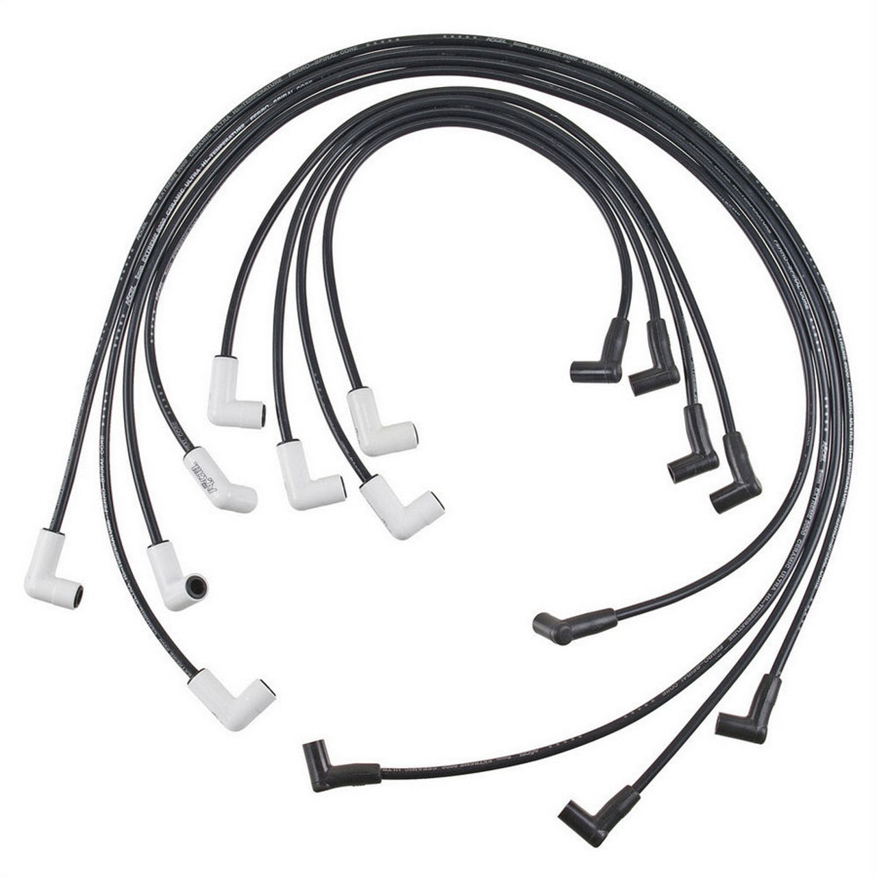 Accel 9018C Spark Plug Wire Set, Extreme 9000 Ceramic, Spiral Core, 8 mm,  Black, 90 Degree