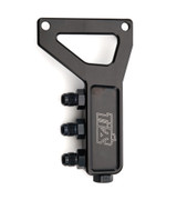 Ti22 Performance TIP5590 Fuel Block, Four 6 AN Female Ports, One 8 AN Female Port, Male Adapter Fittings, One 6 AN Male Plug, Bracket, Aluminum, Black Anodized, Each
