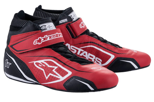 Alpinestars USA 2710122-312-10 Driving Shoe, Tech-1 T V3, Mid-Top, SFI 3.3/5, Leather Outer, Fire Retardant Fabric Inner, Red/Black, Size 10, Pair