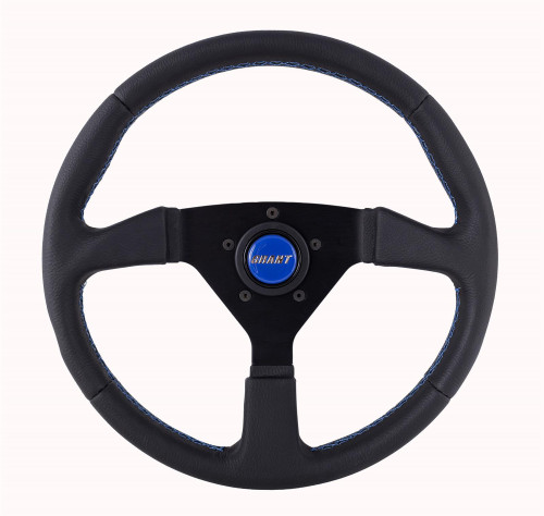 Grant 626 Steering Wheel, Performance, 13.75 in. Diameter, 1 in. Dish, 3-Spoke, Black Leather, Aluminum, Black Anodized, Each