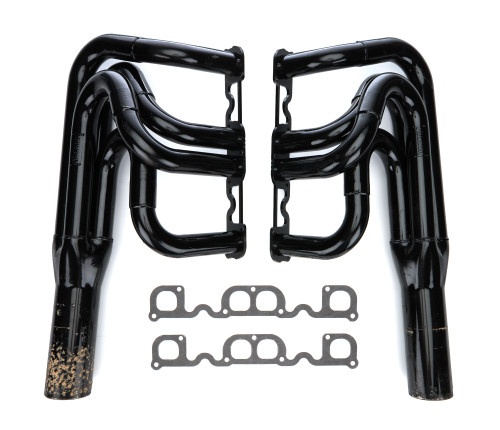 Schoenfeld 1035LVDN Headers, 1.875 to 2 in. Primary, 3.5 in. Collector, Gaskets/Hardware Included, Steel, Black Paint, Small Block Chevy, Pair
