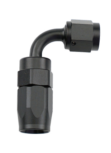 Allstar ALL49351 Fitting, Hose End, 90 Degree, 4 AN Hose to 4 AN Female Swivel, Aluminum, Black Anodized, Each