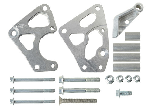 ICT Billet 551885-1 Power Steering Pump Bracket, Driver Side, Head Mount, Aluminum, Clear Anodized, Kit