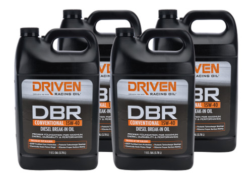 Driven Racing Oil 05308-4 Motor Oil, DBR Break-In, High Zinc, 15W40, Conventional, 1 gal Jug, Set of 4 Driven Racing Oil 05308-4 Motor Oil, DBR Break-In, High Zinc, 15W40, Conventional, 1 gal Jug, Set of 4