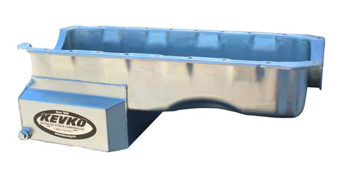 Kevko Oil Pans & Components 1071S-4 Engine Oil Pan, Street/Strip, Rear Sump, 7 qt, 8 in. Deep, Driver Side Dipstick, Steel, Zinc Plated, 2-Piece Seal, Big Block Chevy, Each